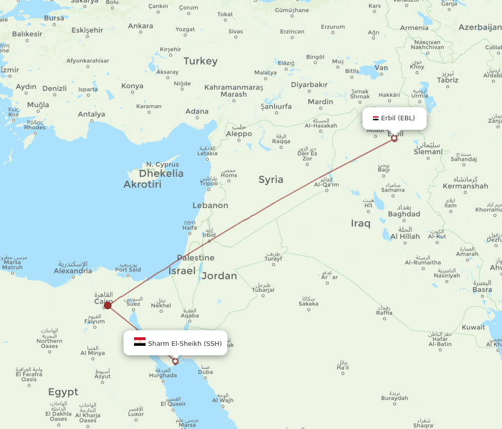 SSH-EBL flight routes