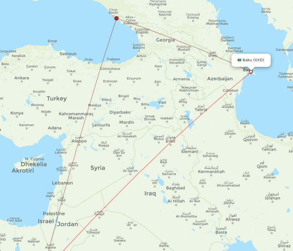 Sharm el Sheikh - Baku route map and flight paths