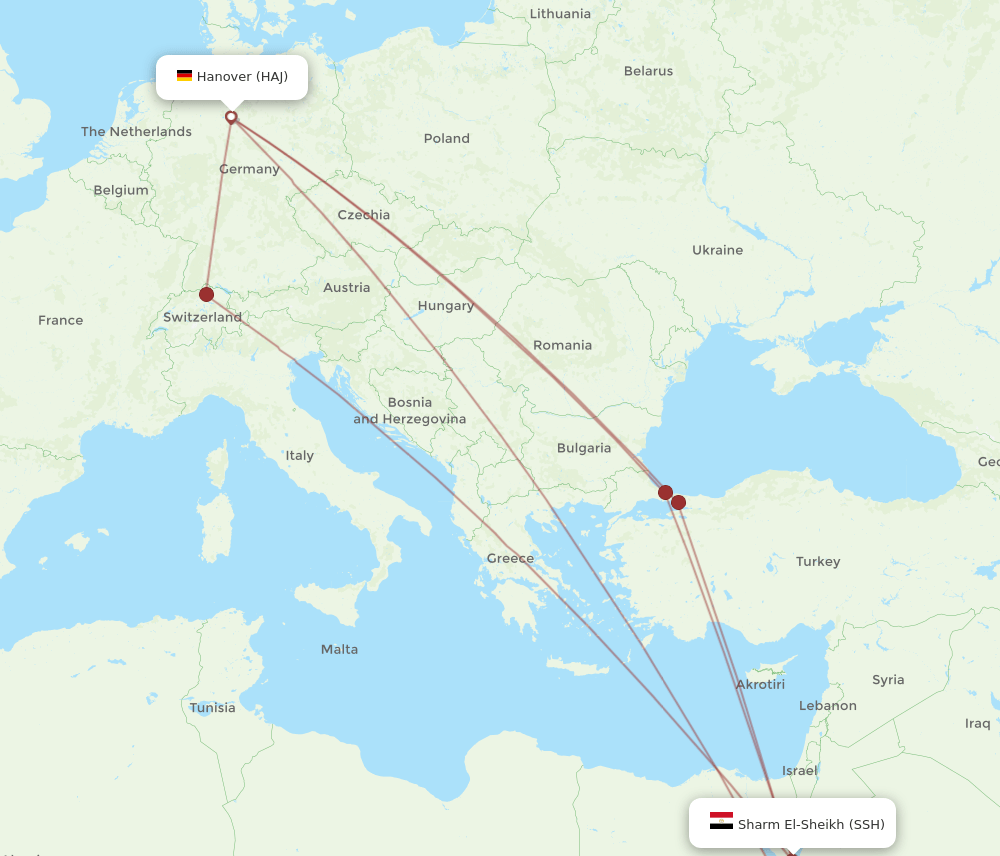 SSH-HAJ flight routes