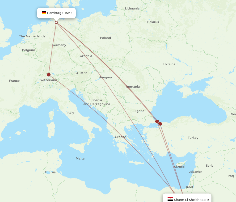 SSH-HAM flight routes