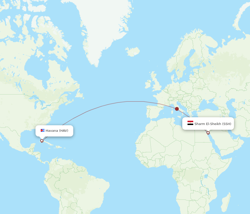SSH to HAV flights and routes map