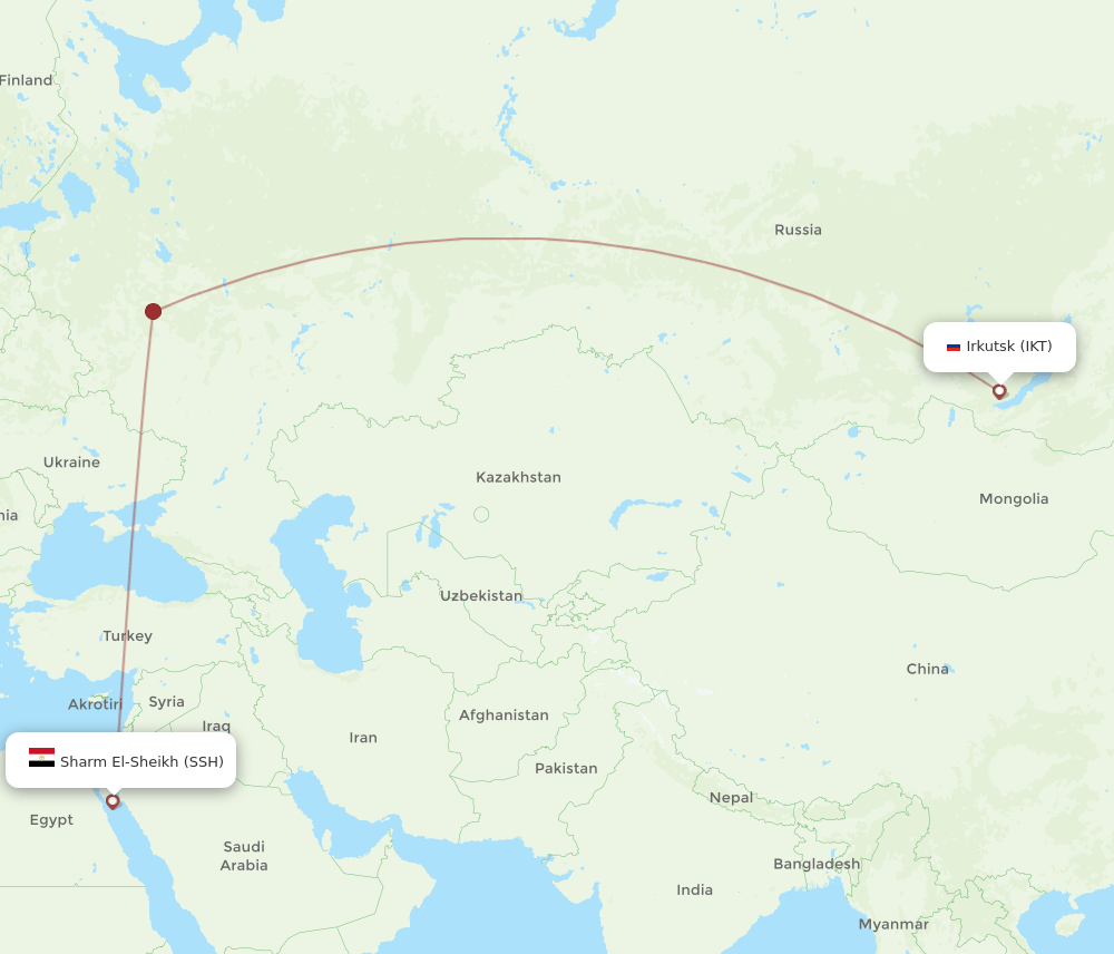 SSH to IKT flights and routes map