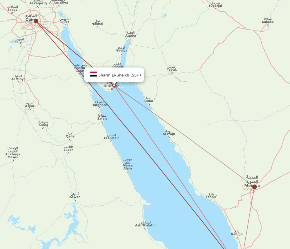 SSH to JED flights and routes map