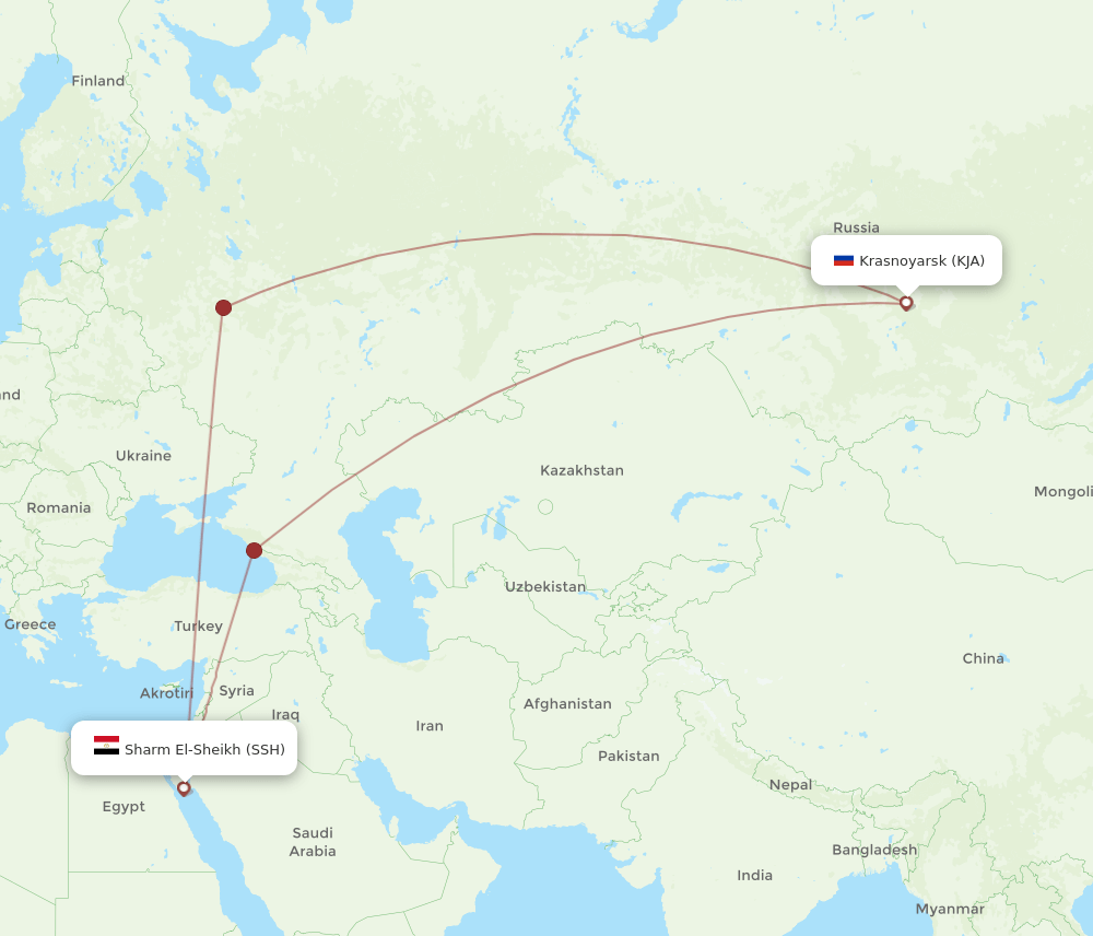 SSH-KJA flight routes