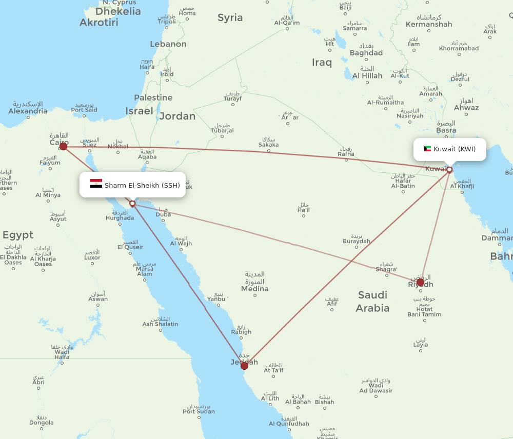 SSH-KWI flight routes