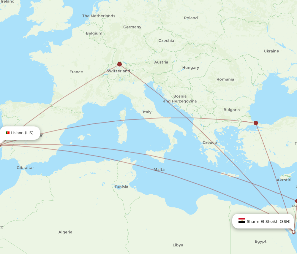 SSH-LIS flight routes