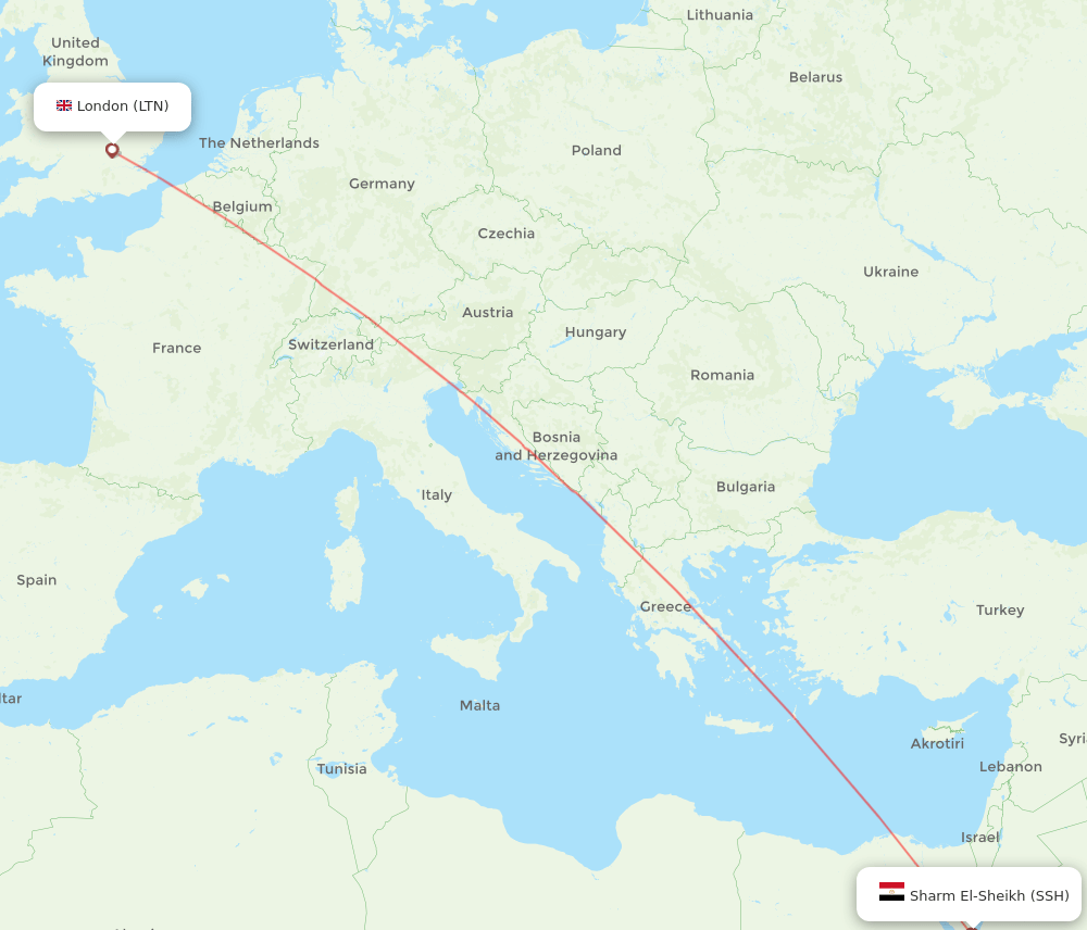 SSH-LTN flight routes