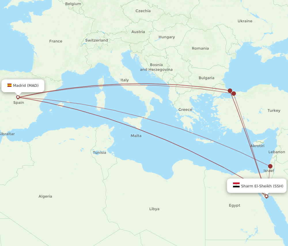 SSH-MAD flight routes