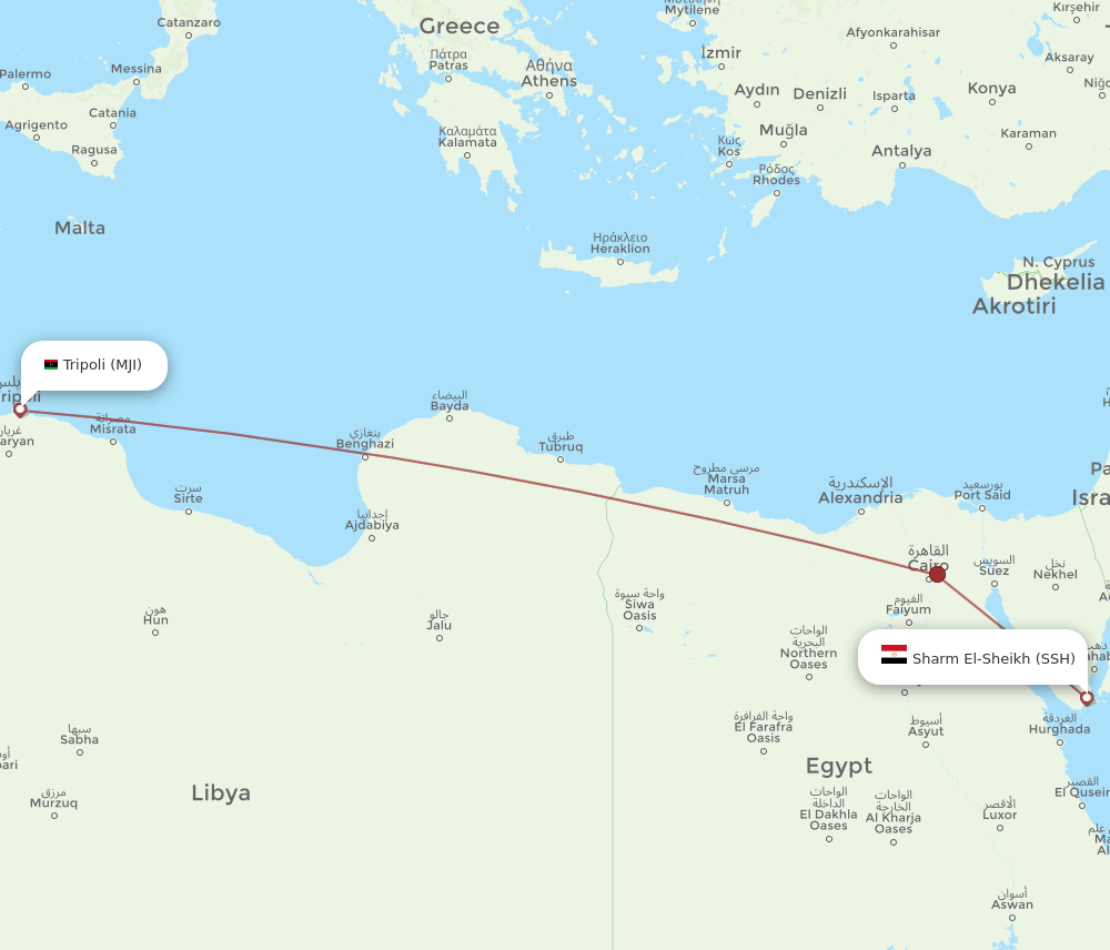 SSH to MJI flights and routes map
