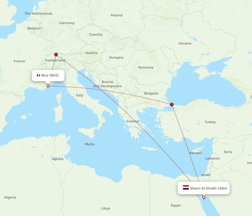 SSH-NCE flight routes