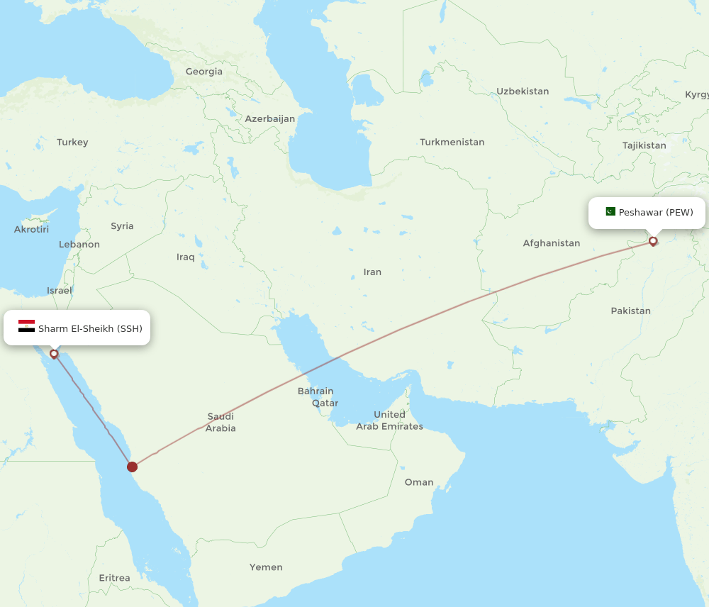 SSH to PEW flights and routes map