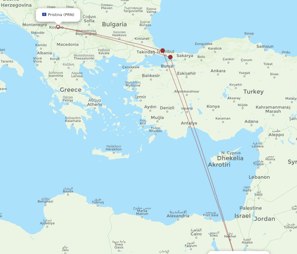 SSH-PRN flight routes