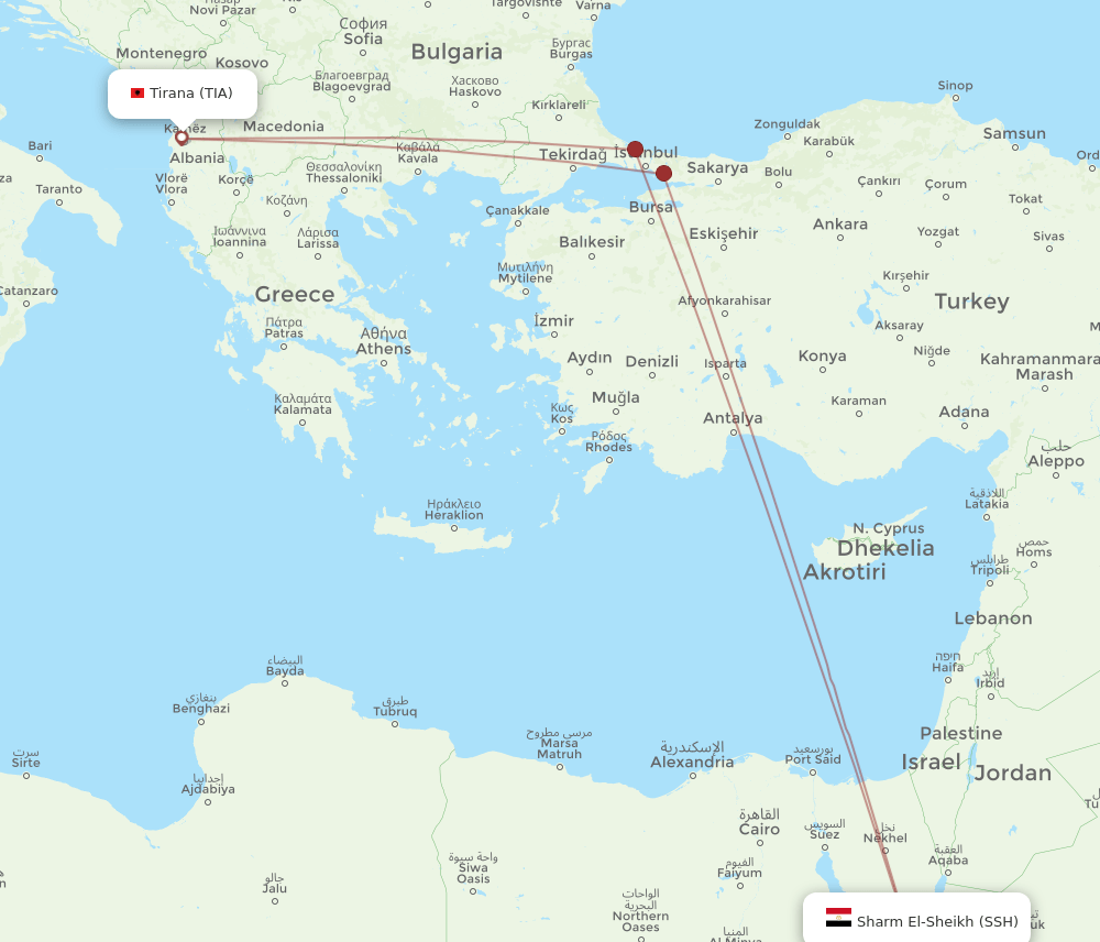 SSH-TIA flight routes