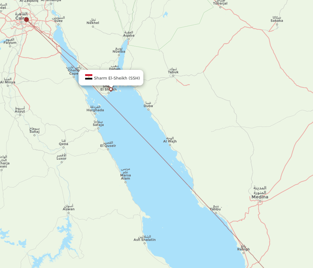 Taif - Sharm el Sheikh route map and flight paths