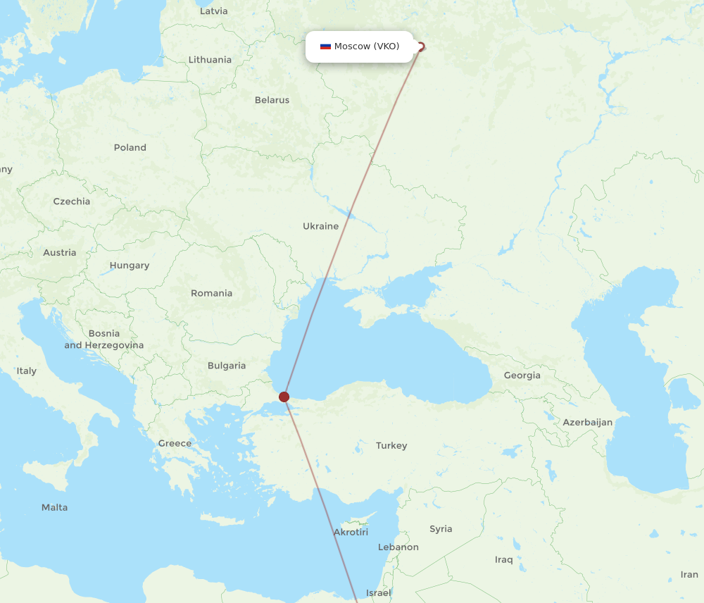 SSH to VKO flights and routes map