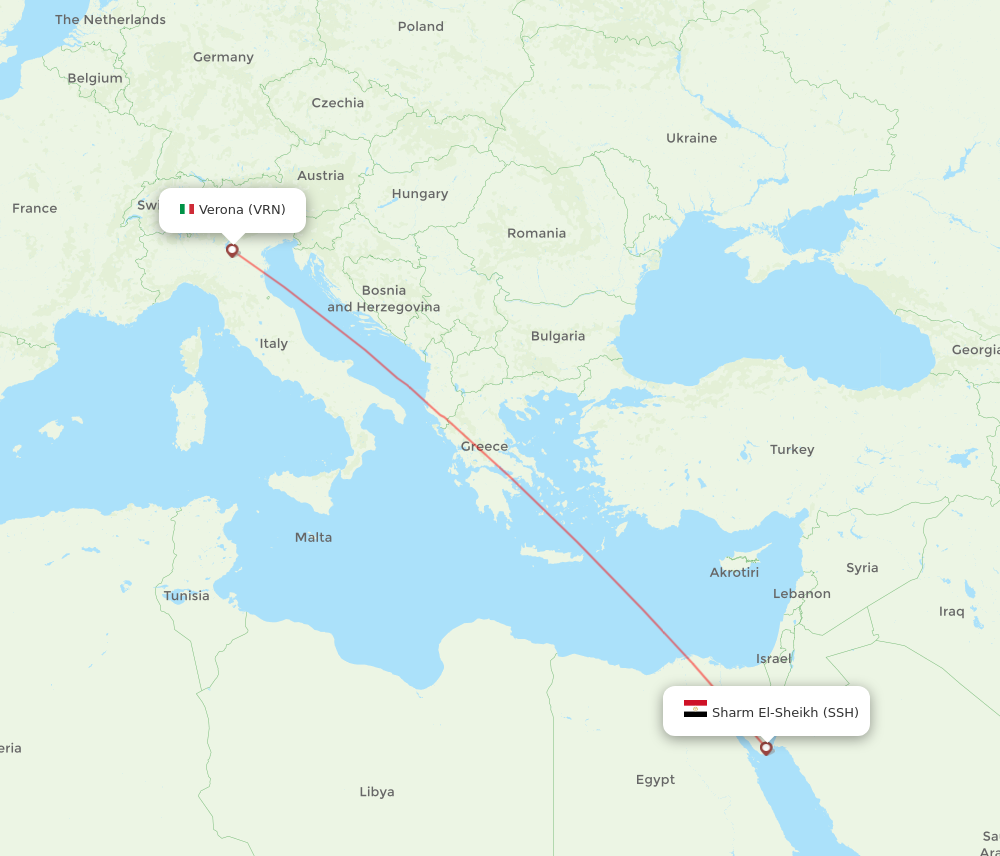 SSH to VRN flights and routes map