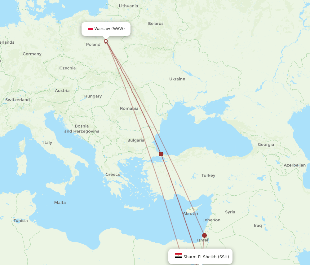 SSH-WAW flight routes