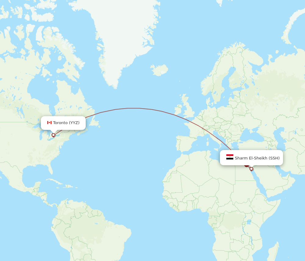 Toronto - Sharm el Sheikh route map and flight paths