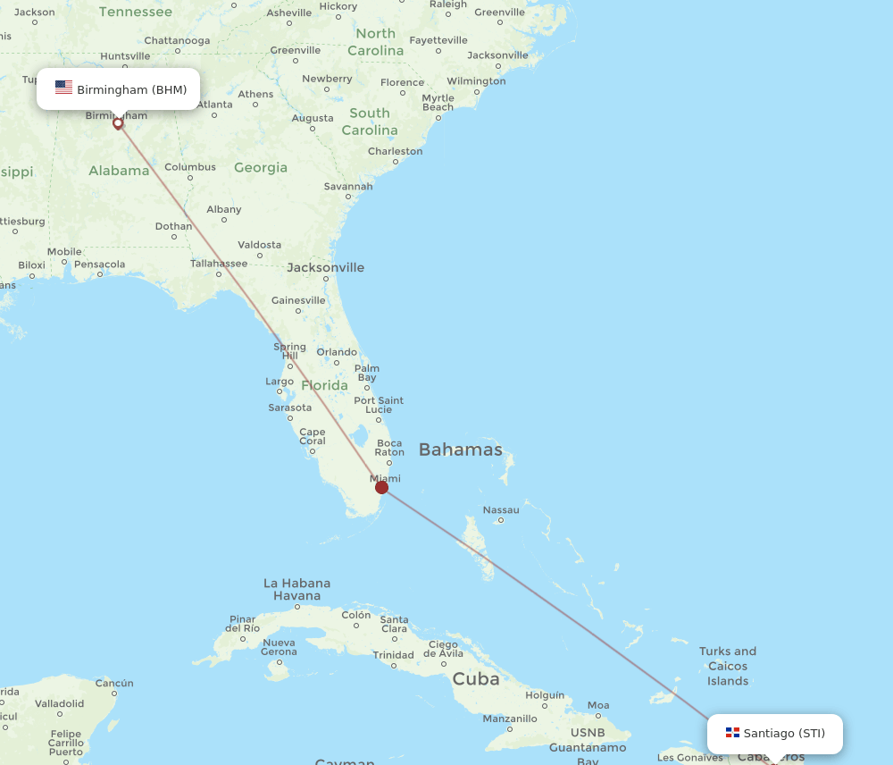 STI-BHM flight routes