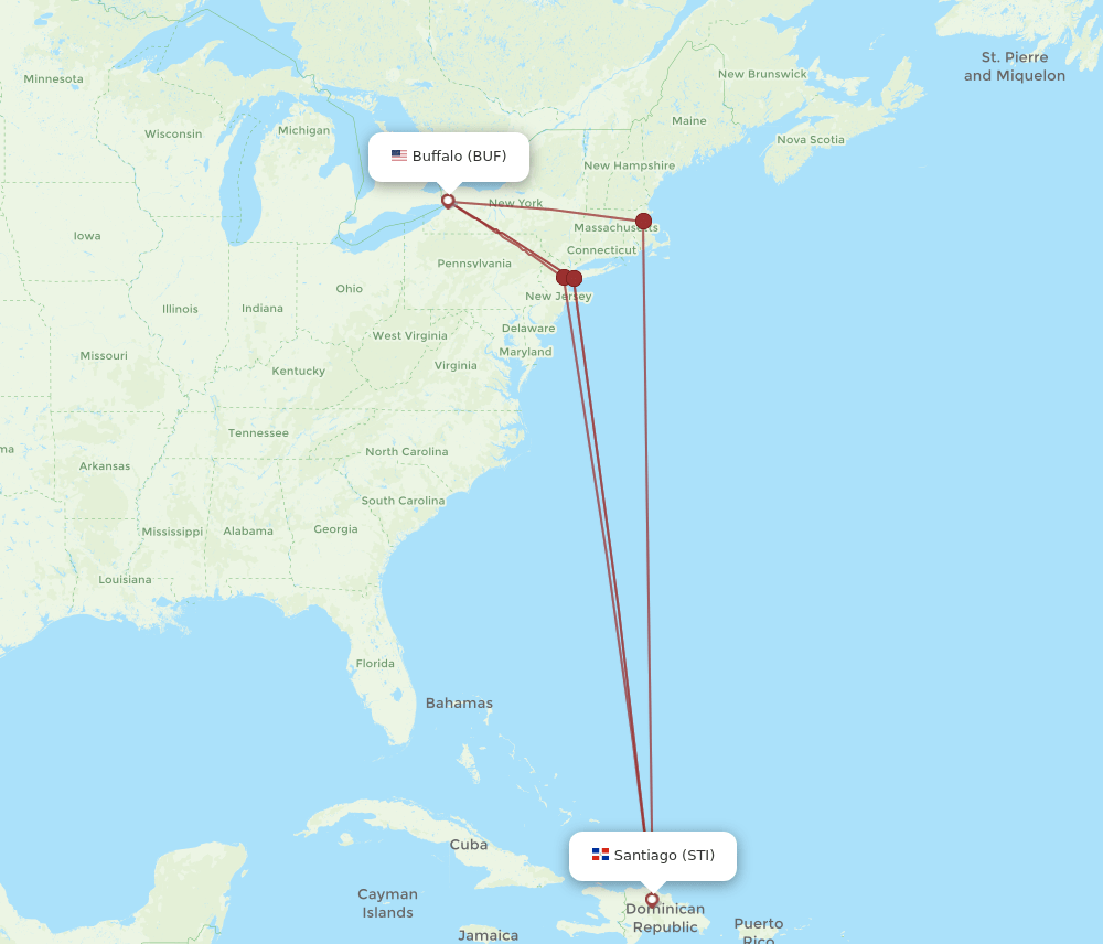 STI-BUF flight routes