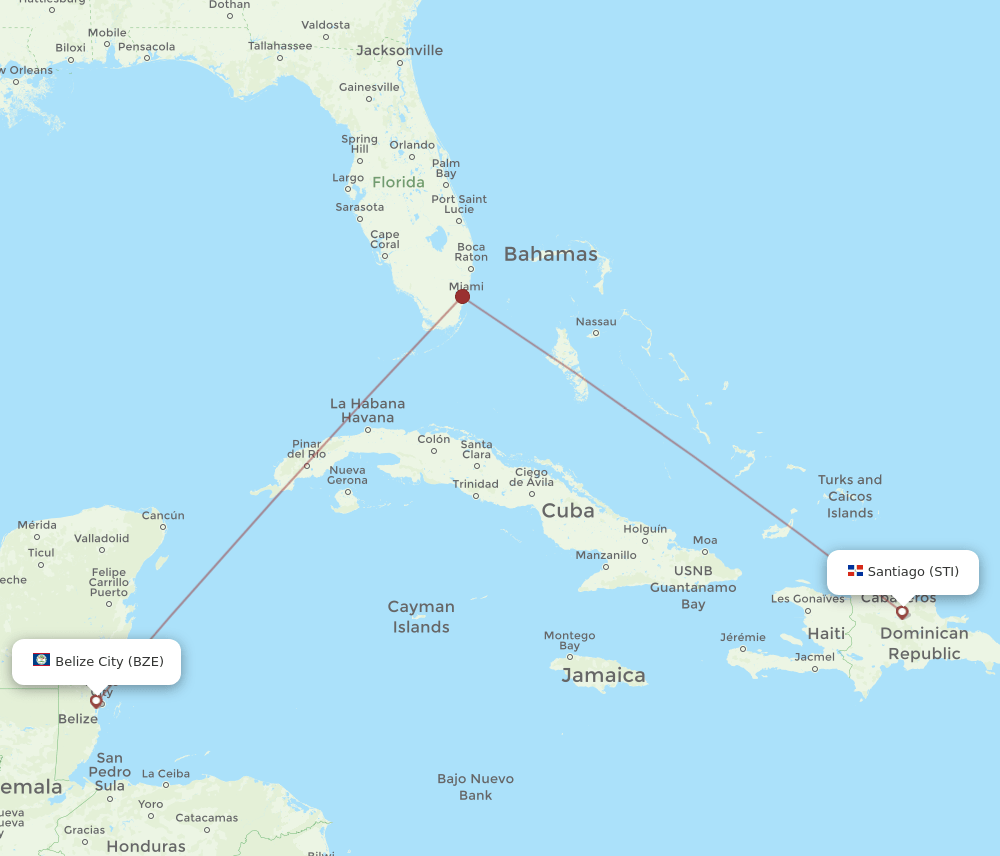 STI-BZE flight routes