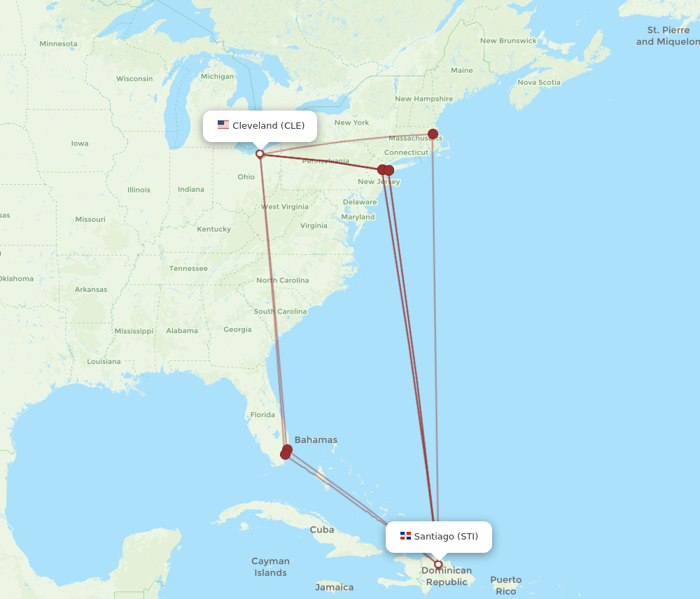 STI-CLE flight routes