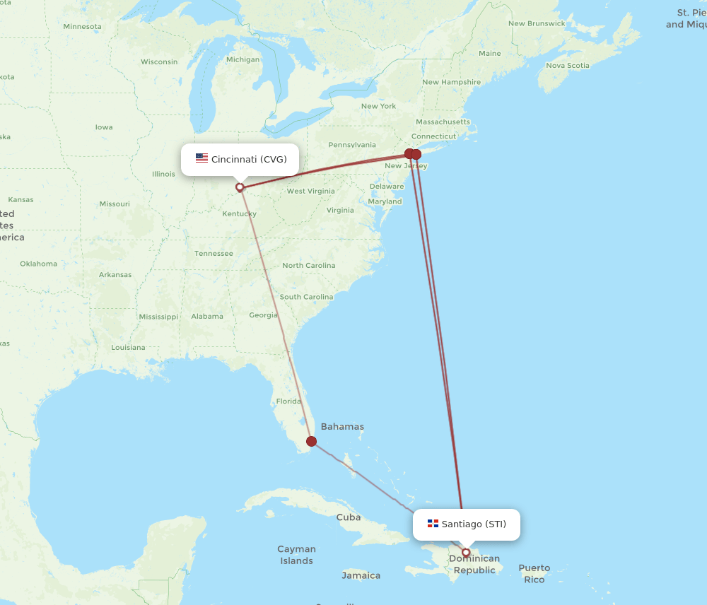 STI-CVG flight routes