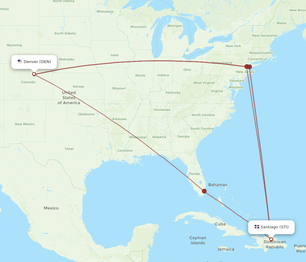 STI-DEN flight routes