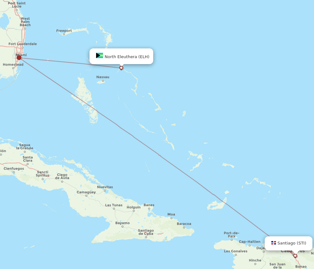 STI to ELH flights and routes map