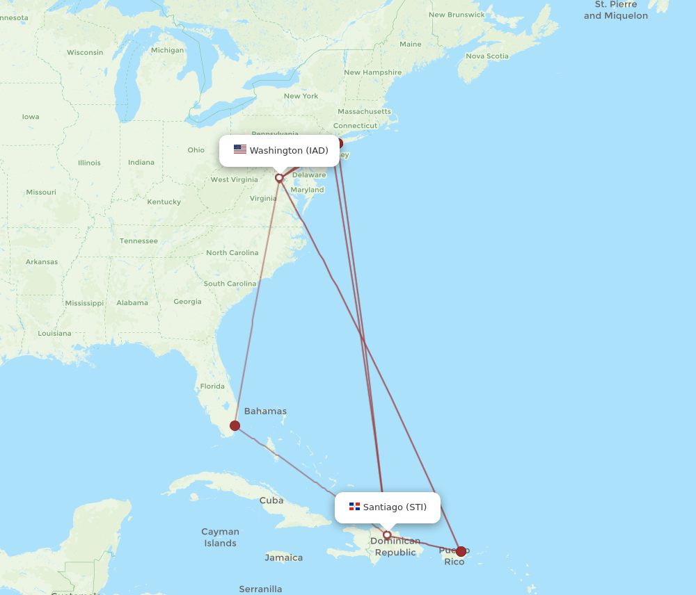 STI-IAD flight routes