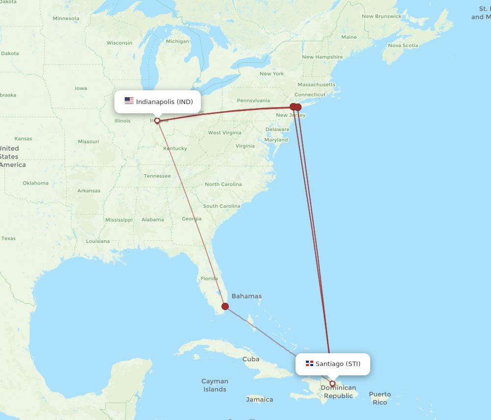 STI-IND flight routes