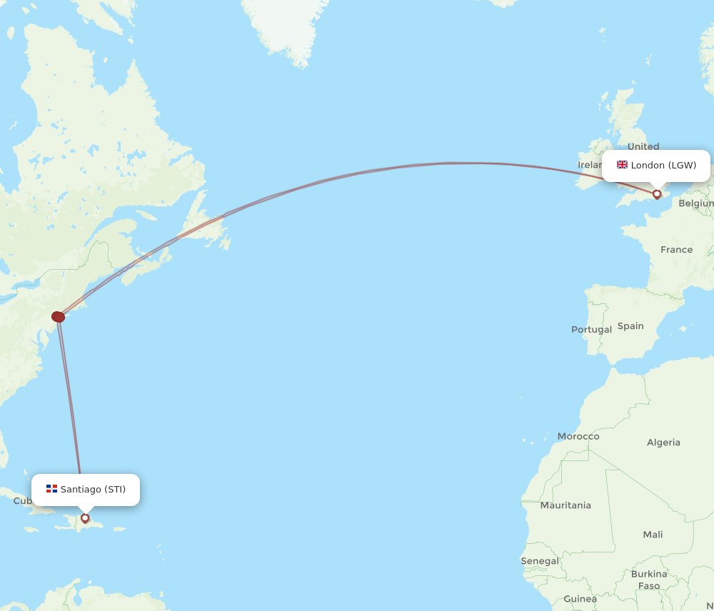STI-LGW flight routes