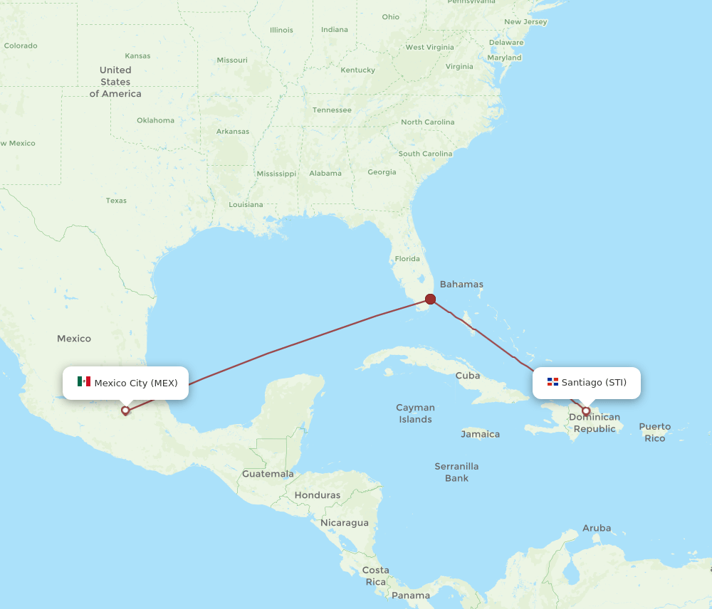 STI to MEX flights and routes map