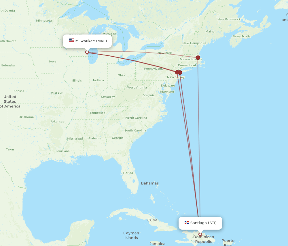 STI-MKE flight routes