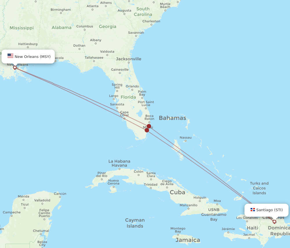 STI-MSY flight routes