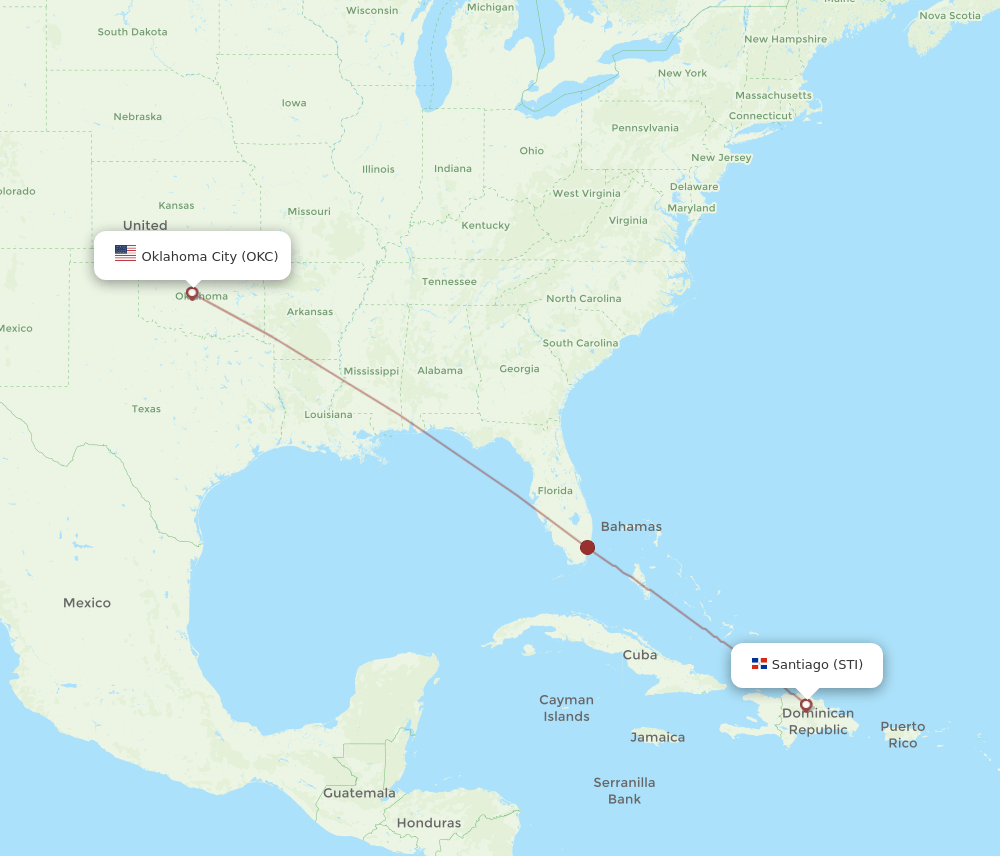 STI-OKC flight routes