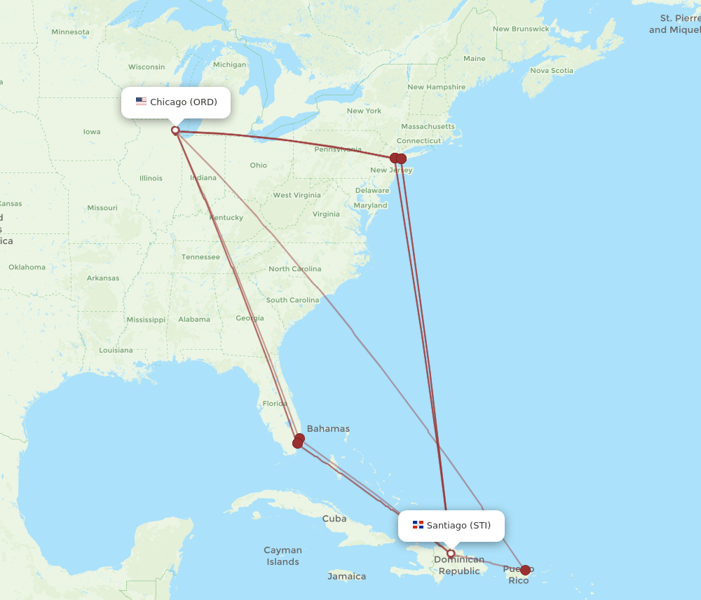 STI-ORD flight routes