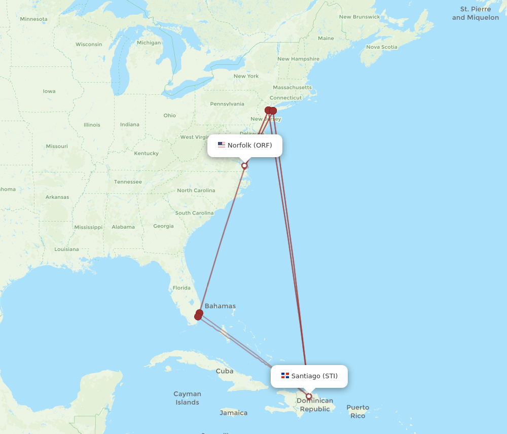 STI-ORF flight routes