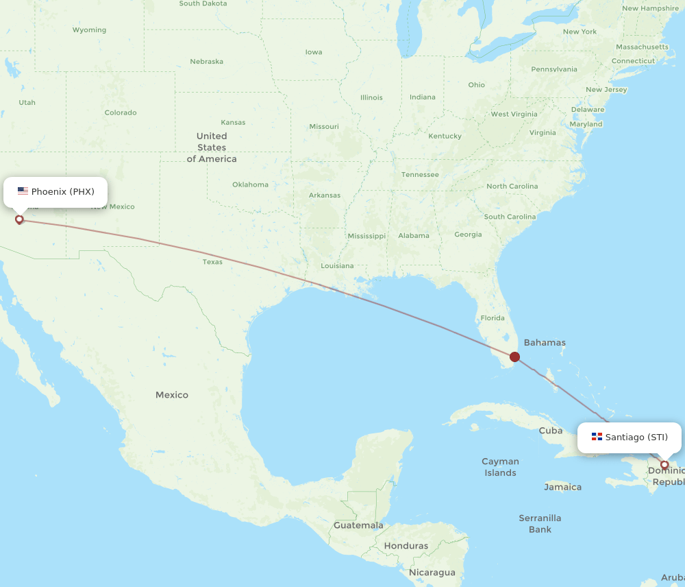 STI to PHX flights and routes map