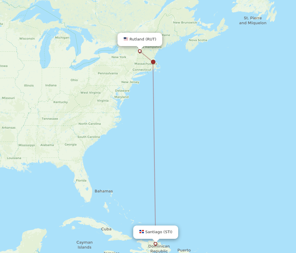 Rutland - Santiago route map and flight paths