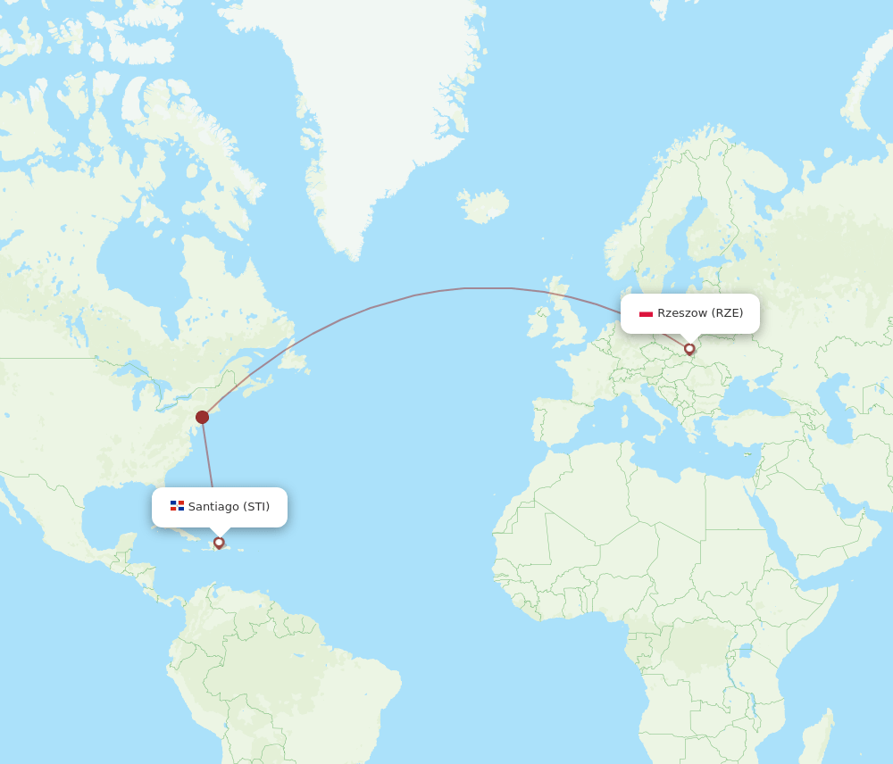 Rzeszow - Santiago route map and flight paths