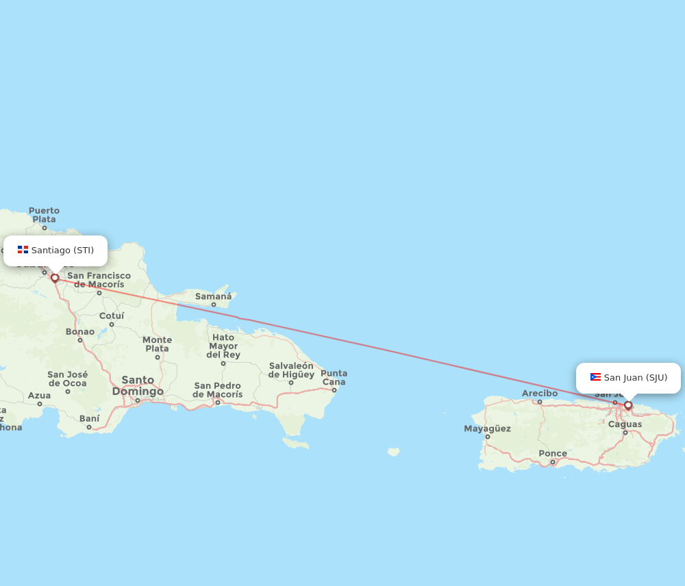 STI to SJU flights and routes map