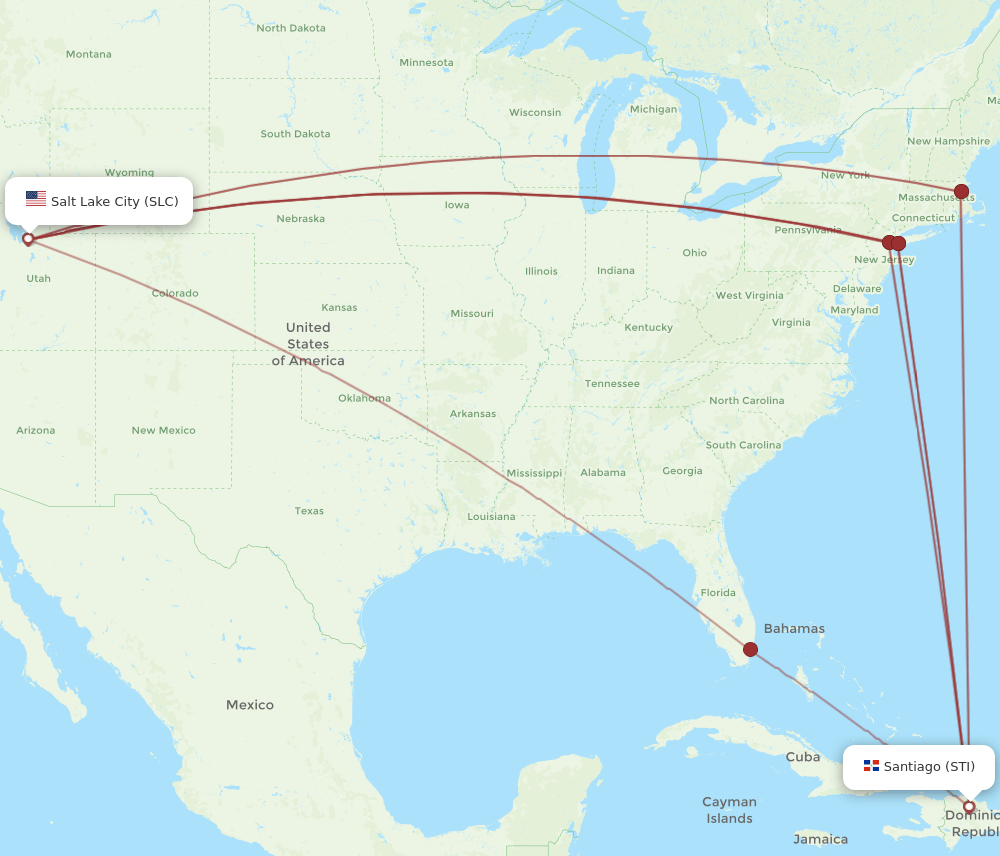 STI to SLC flights and routes map