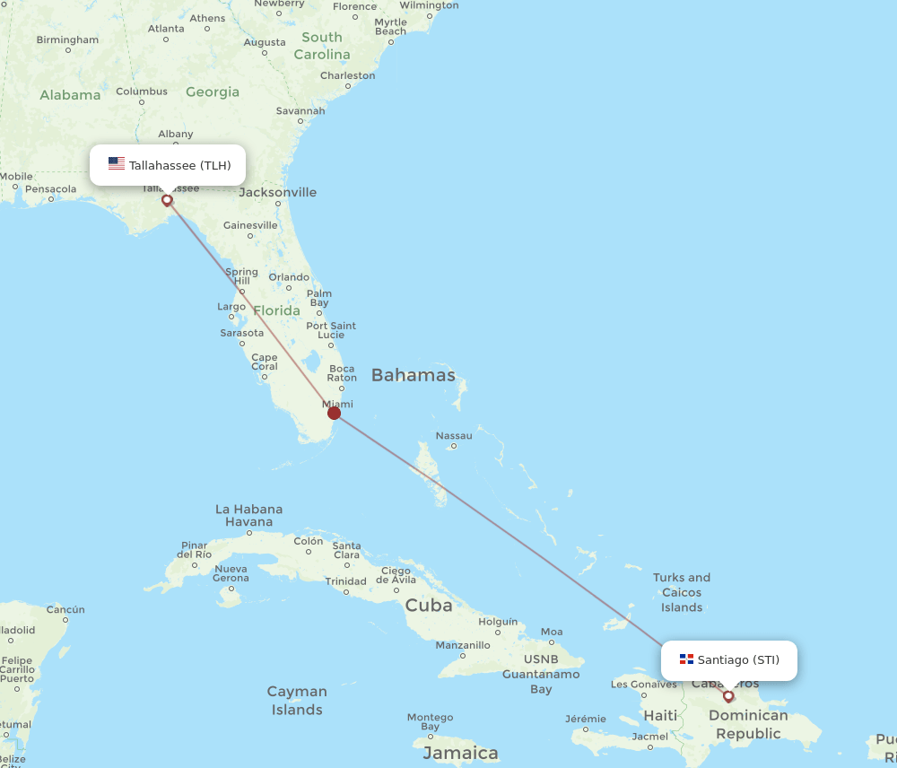 STI to TLH flights and routes map