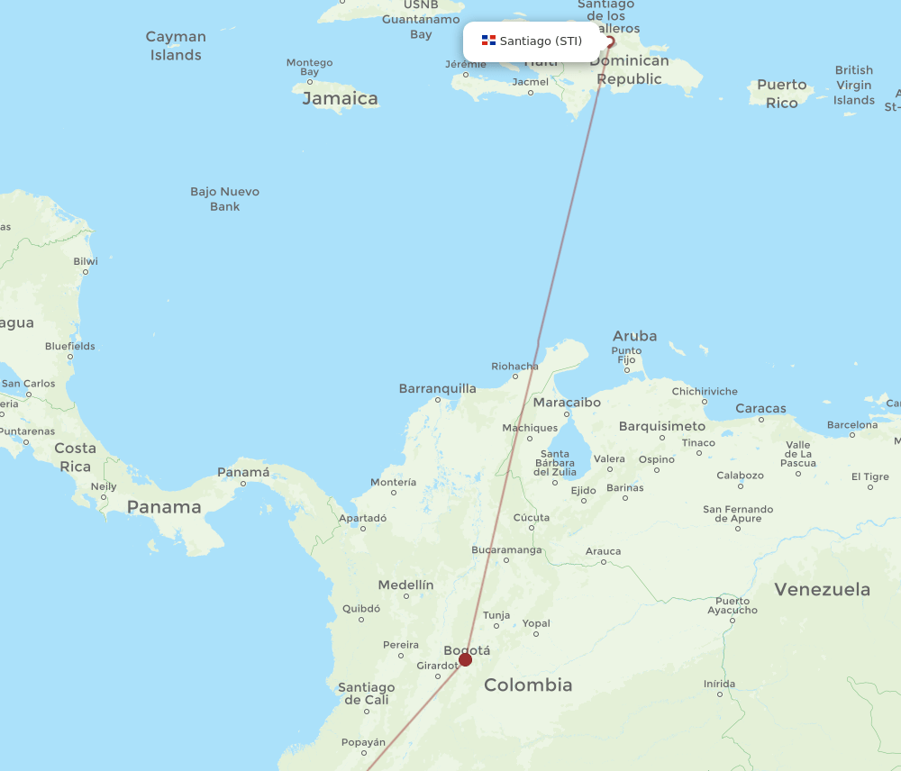 STI to UIO flights and routes map