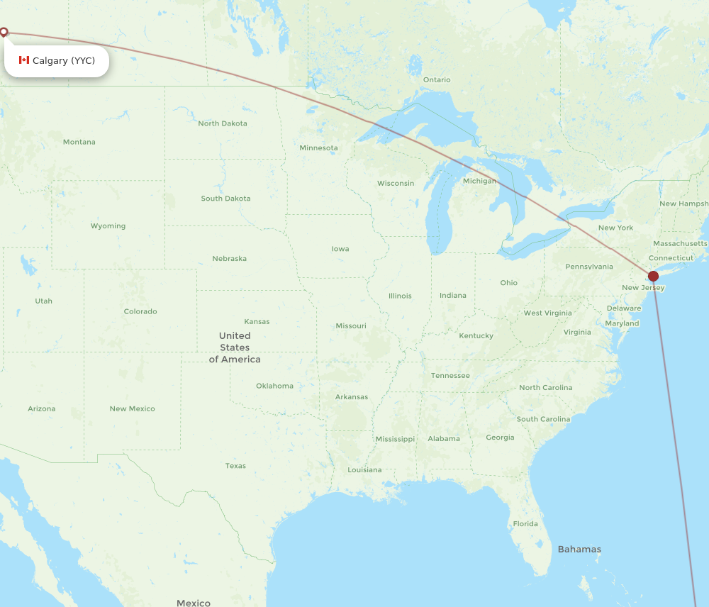 STI to YYC flights and routes map
