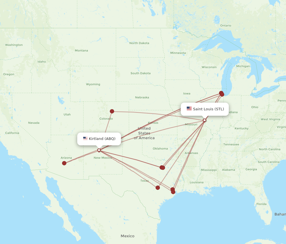 STL-ABQ flight routes