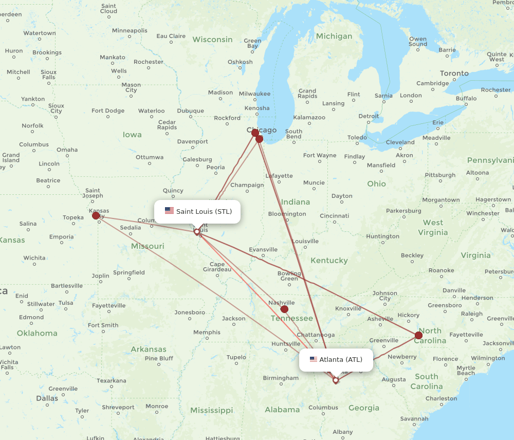 STL-ATL flight routes