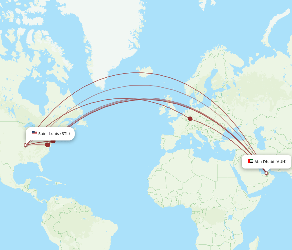 STL-AUH flight routes