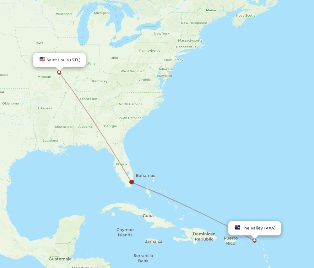 STL-AXA flight routes